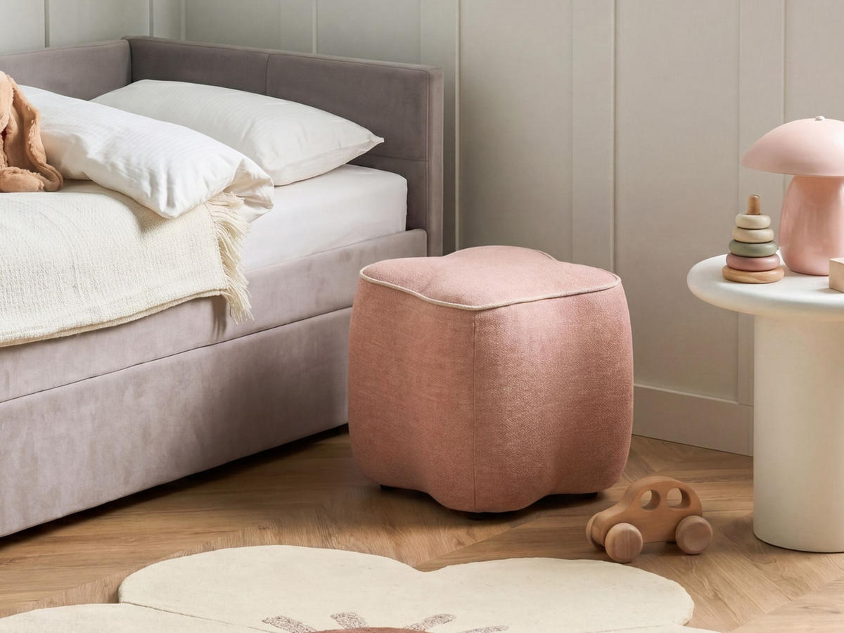 POUF Stoff Rosa Juno - Beige, Textil (35/38/35cm) - Beliani