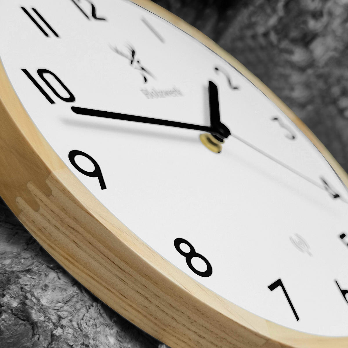 WANDUHR Holz Designer AMBERG (FUNK) Loft Wand Uhr, beige, weiß - Beige/Schwarz, Holz/Metall (25/25/2.4cm) - Holzwerk