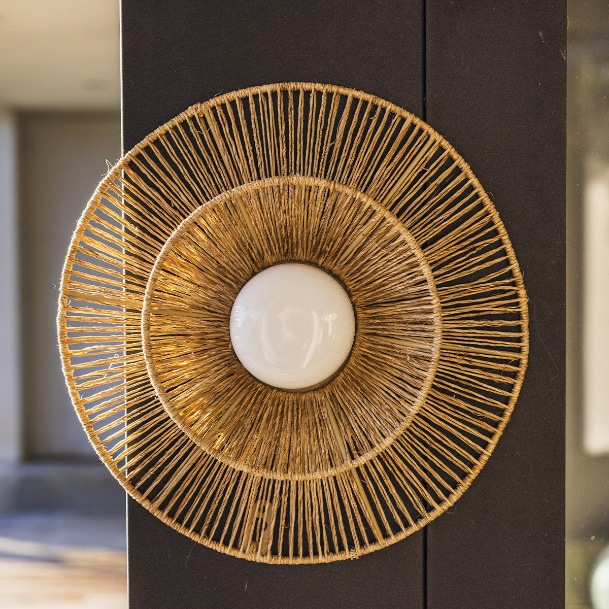 DALIA Kabellose Wandleuchte D30CM - Beige, Holz (30/6/30cm) - Lumisky