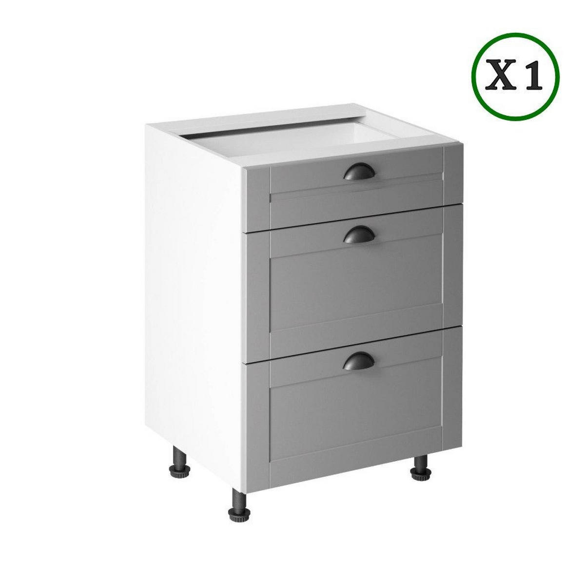 KÜCHENZEILE 200 cm - Linea K6-M200 - in Grau/Matt - Schwarz/Grau, Holz/Holzwerkstoff (200/210/47cm)
