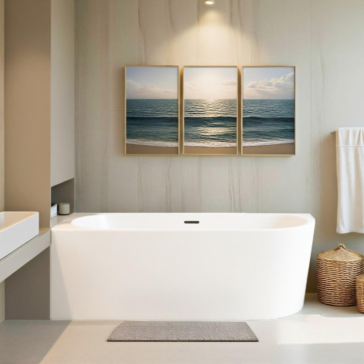 ECKBADEWANNE alva links freistehend 170x80 cm, Set mit Klick-Klack-Ablauf - Weiß, Kunststoff (80/58/170cm) - bad land