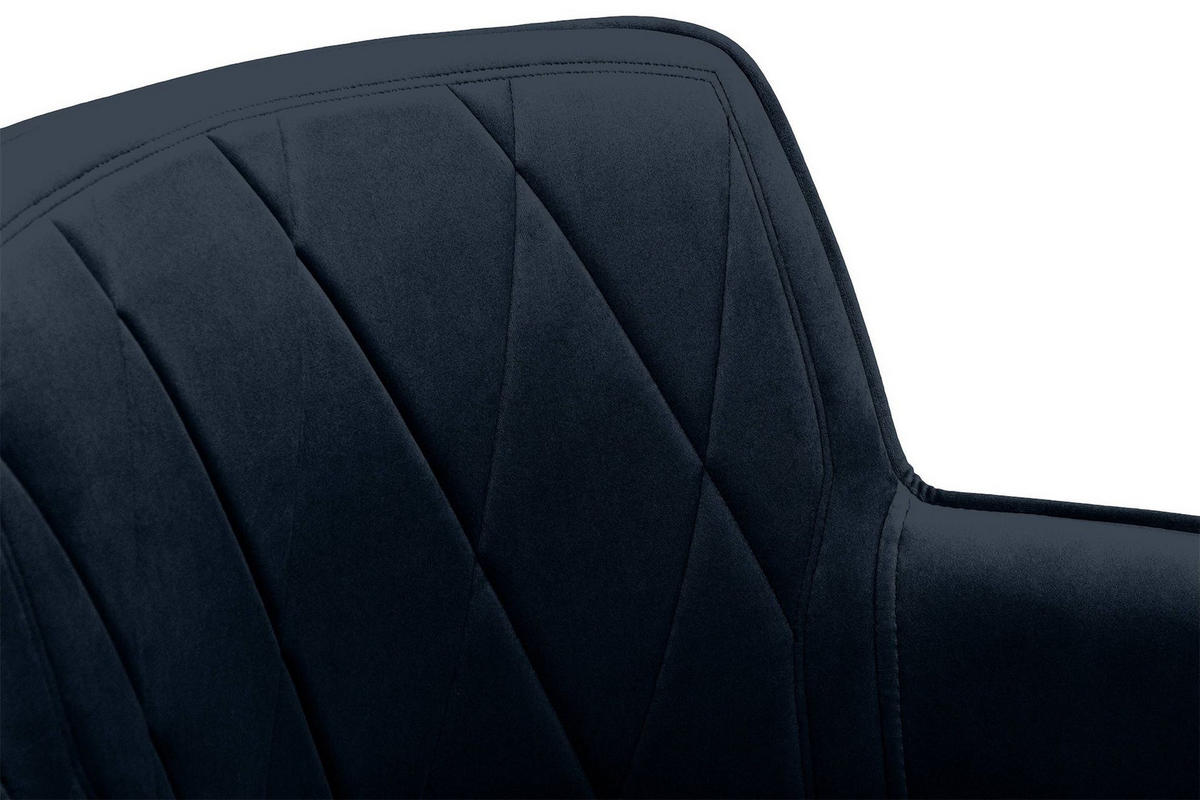 ESSZIMMERSTUHLE PYRUS 2-tlg Velours-Sitz, Dunkelblau - Schwarz/Dunkelblau, Textil/Metall (56/84/46cm) - KONSIMO®