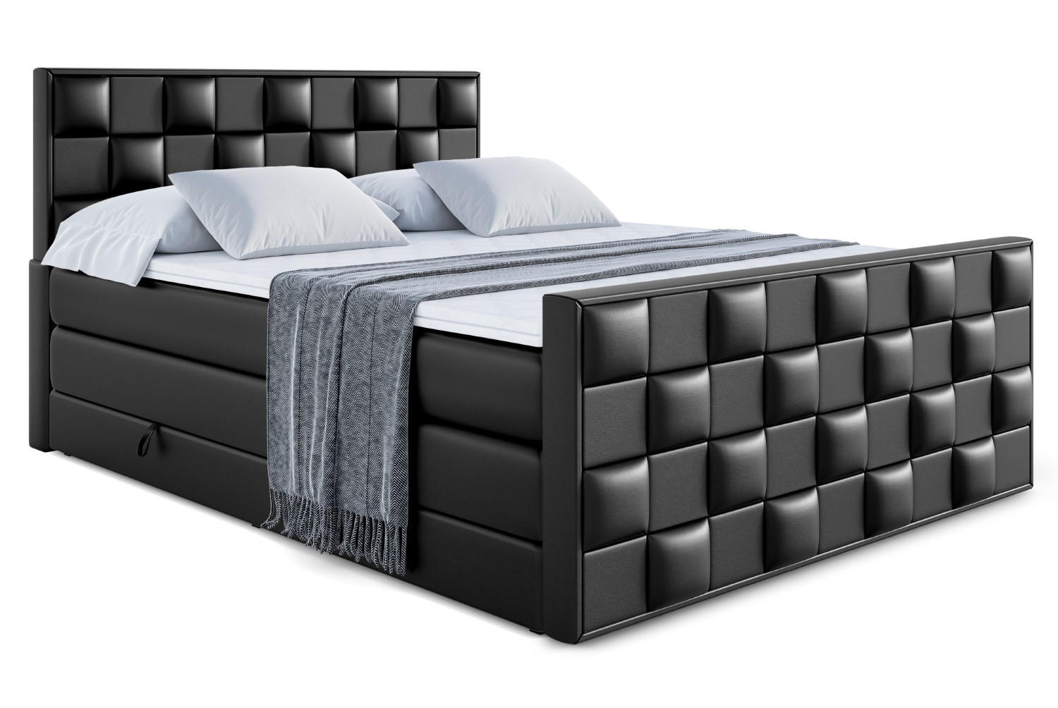 BOXSPRINGBETT ZAFIRA KING - 160 x 200 - H3/H4 - Schwarz Hochglanz - Schwarz Hochglanz, Holzwerkstoff (160/200cm) - ALTDECOR