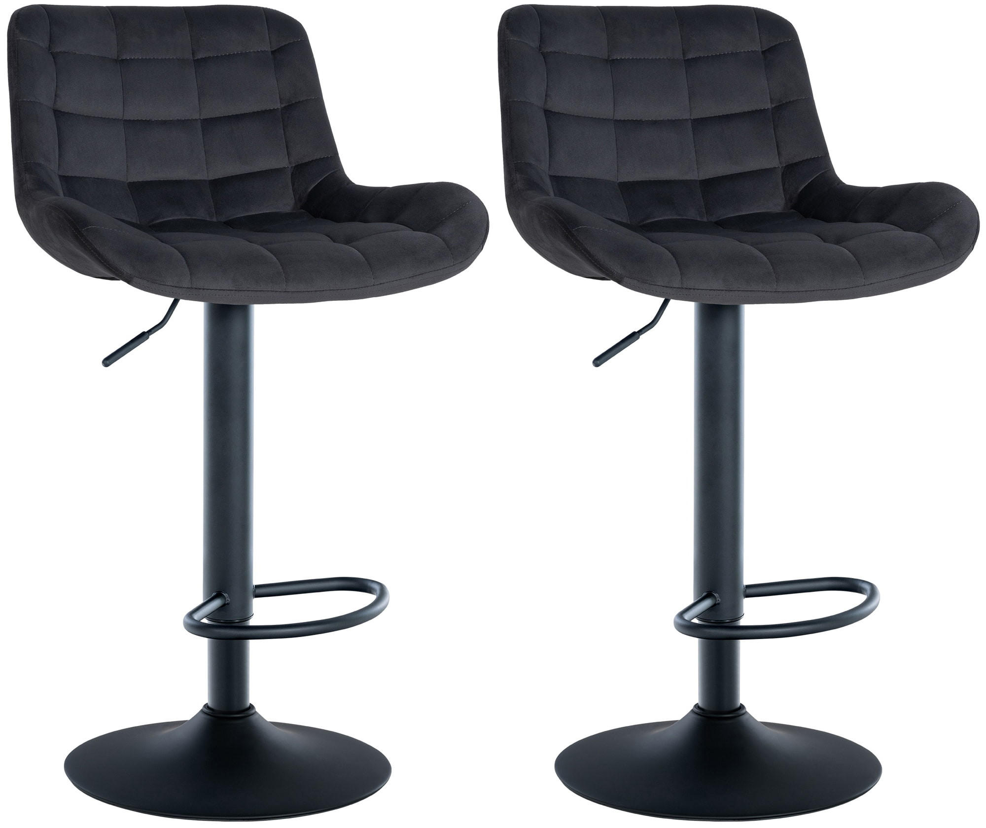 BARHOCKER 2er Set Samt schwarz - Schwarz, Textil/Metall (48/81/54cm) - CLP