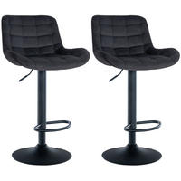 BARHOCKER 2er Set Samt schwarz - Schwarz, Textil/Metall (48/81/54cm) - CLP