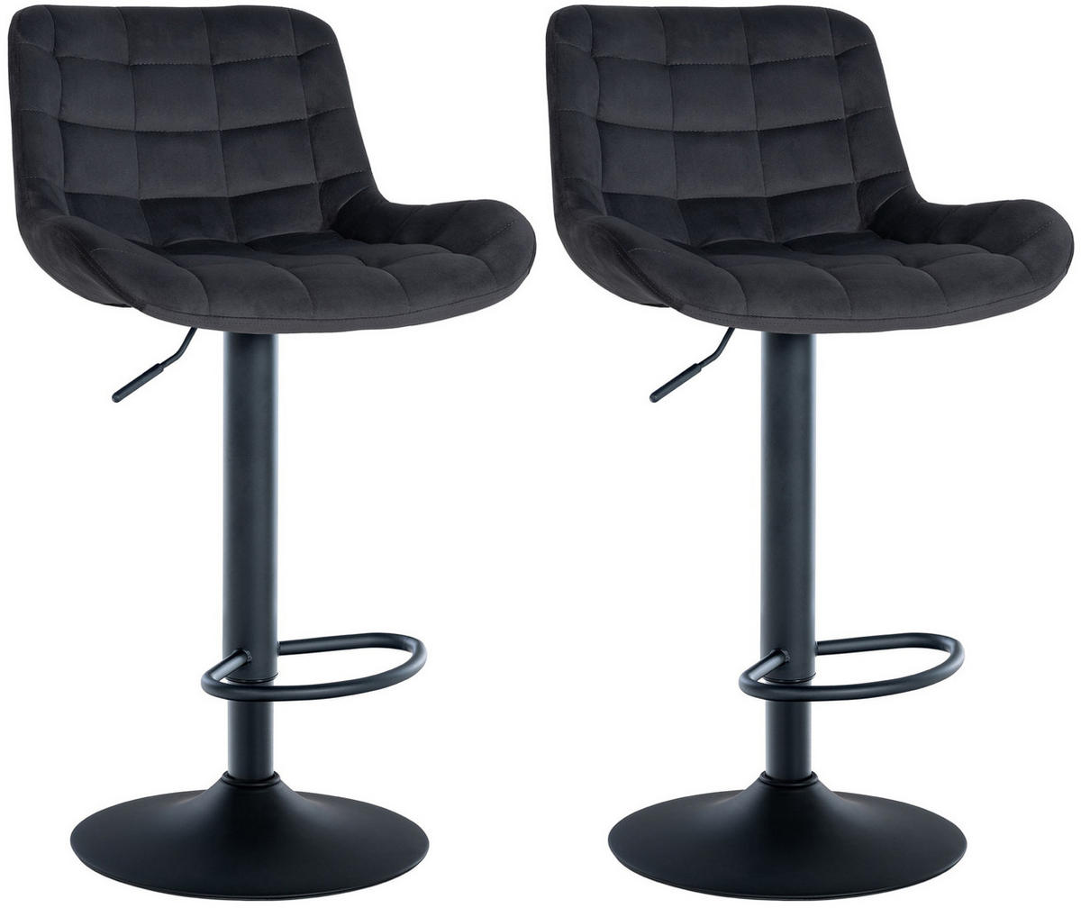 BARHOCKER 2er Set Samt schwarz - Schwarz, Textil/Metall (48/81/54cm) - CLP