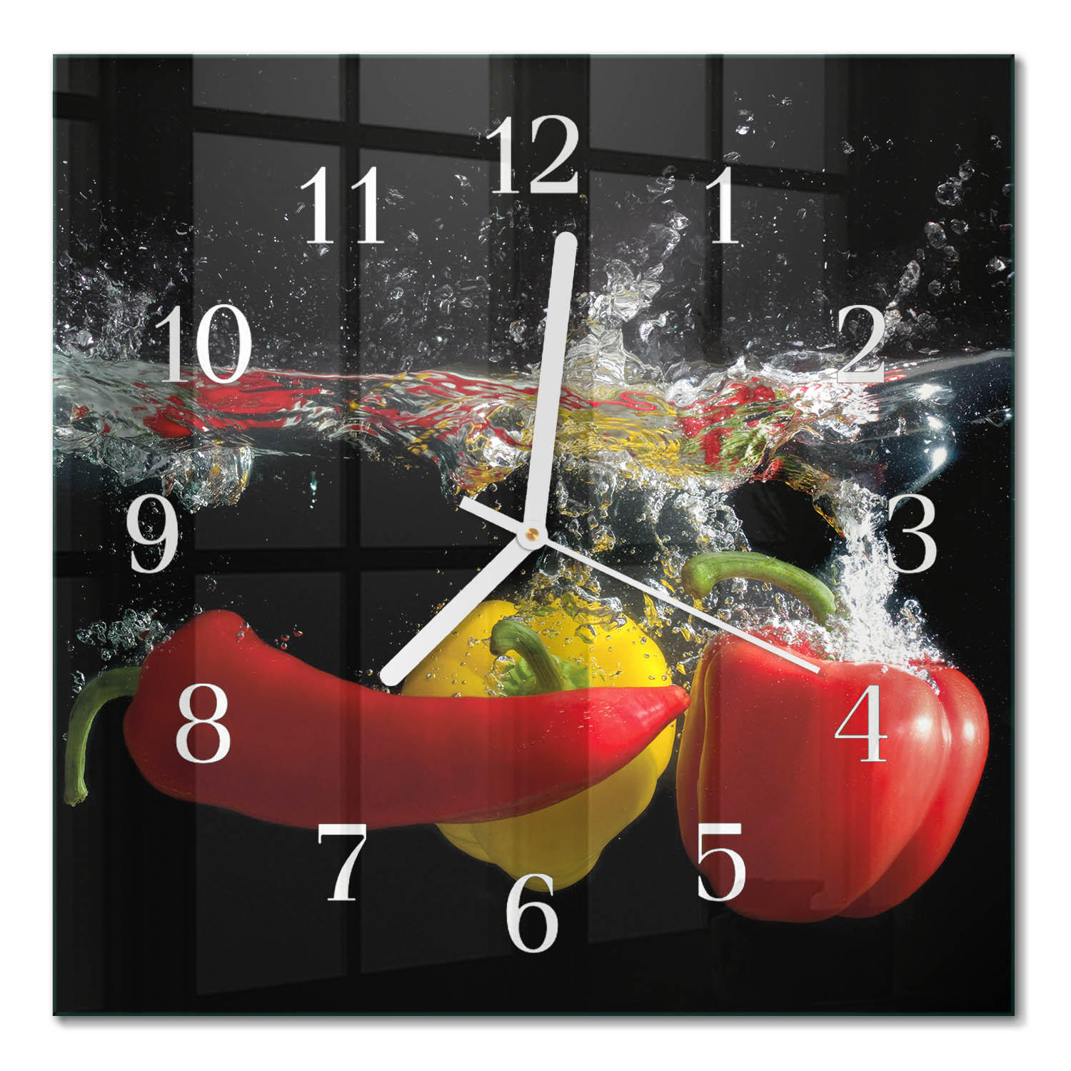 WANDUHR 30x30 cm - Pfeffer - Schwarz, Glas (30/30/0.4cm) - TULUP