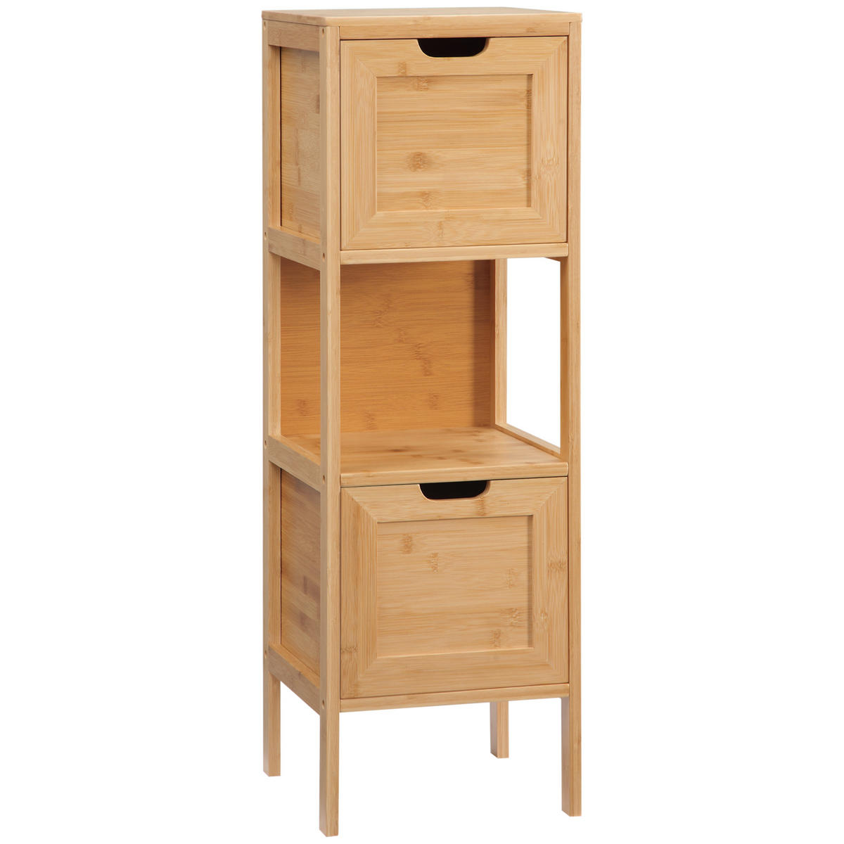 BADEZIMMERSCHRANK, Badschrank aus Bambus, Aufbewahrungsschrank, 30 x 30 x 90 cm - Naturfarben, Holz (30/90/30cm) - Kleankin
