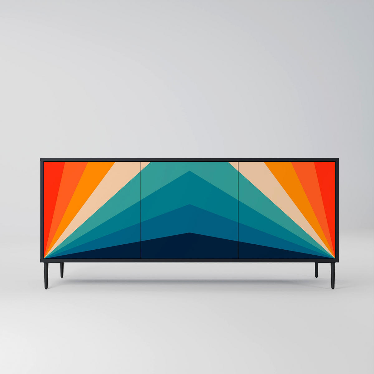SIDEBOARD PRISM CONCUSSION, Eicheneffekt, 164,5x42x77,5 cm, 3 Türen - Eichefarben/Buchefarben, Holzwerkstoff/Buchenholz (164.5/77.5/42cm) - SpaceRebels