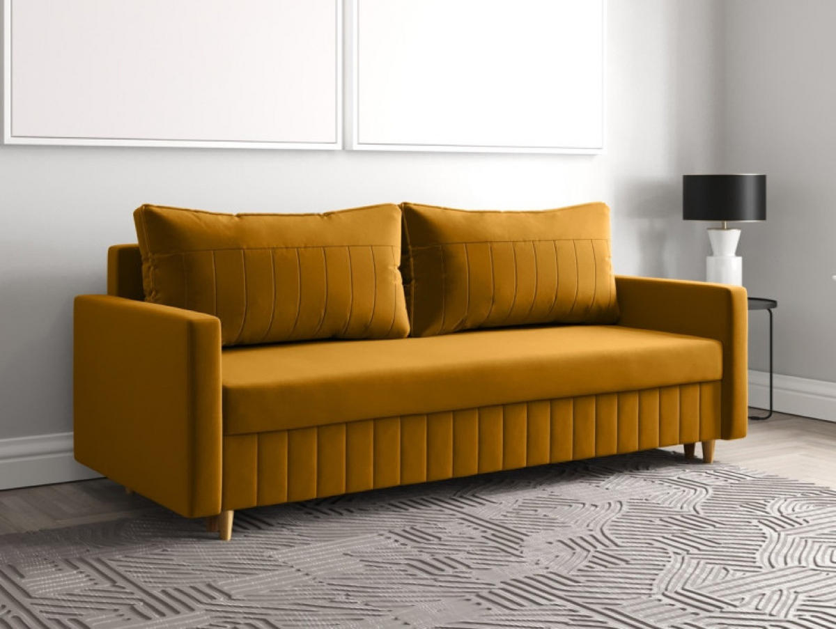 SOFA Senfgelb MARO Mit Schlaffunktion - Gelb, Textil (217/92/85cm) - Sepro Meble