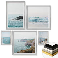 WANDBILDER 5er Set - 50x50 cm & 20x30 cm & 40x60 cm Silberner Rahmen - Küstenlandschaftsblick - Silberfarben, Kunststoff (40/60cm) - ArtPrintCave