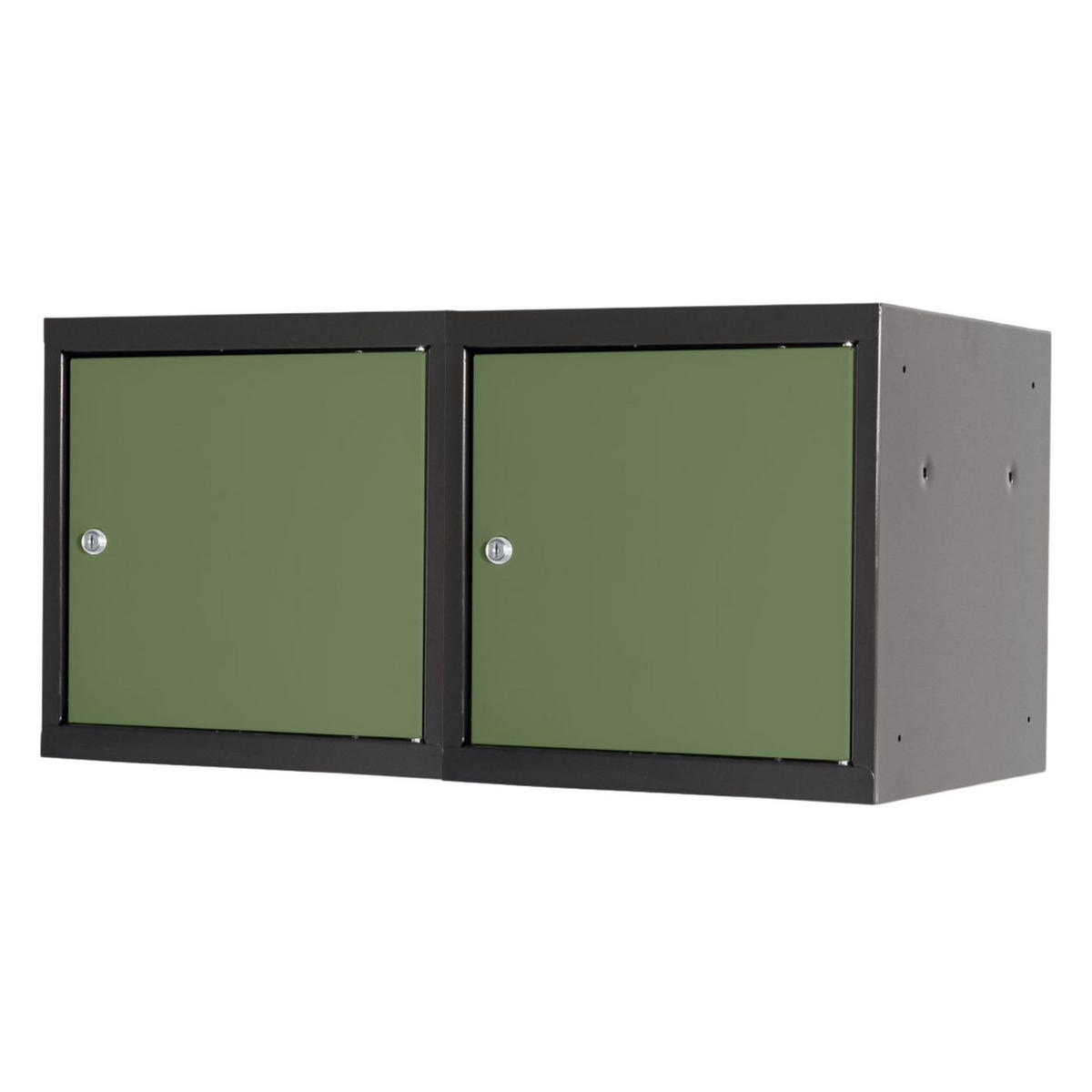 SCHLIESSFACHWÜRFEL 2x Blocky mit Zylinderschloss + 2 Schlüssel 40x40x40cm Anthrazit/Resedagrün - Anthrazit/Grün, Metall (40/40/40cm) - PROREGAL