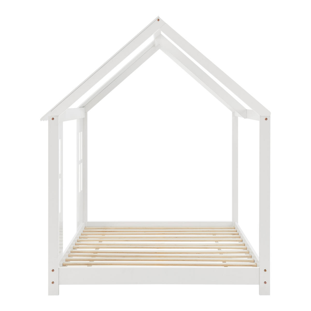 HAUSBETT Tostedt mit Matratze - Weiß, Holz/Textil (90/200cm) - [en.casa]