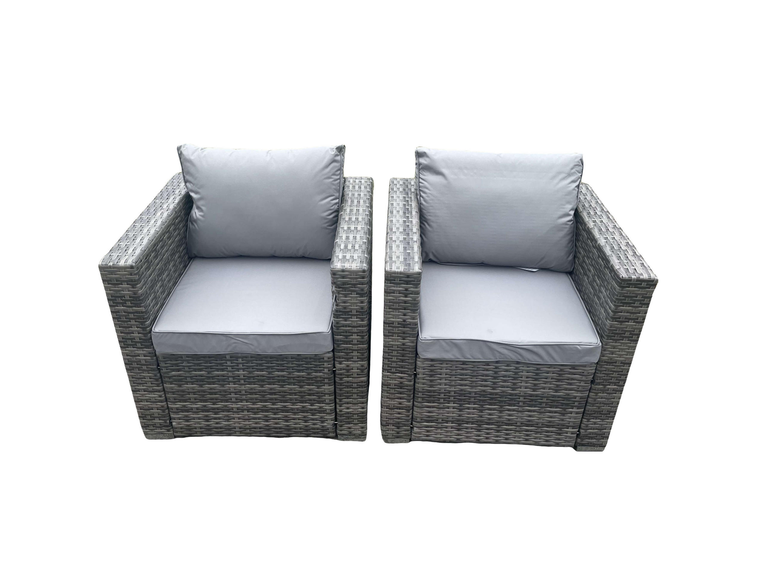 GARTENSTUHL Polyrattan 2-teilige - Dunkelgrau, Metall (70/66/74cm) - Fimous