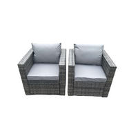 GARTENSTUHL Polyrattan 2-teilige - Dunkelgrau, Metall (70/66/74cm) - Fimous