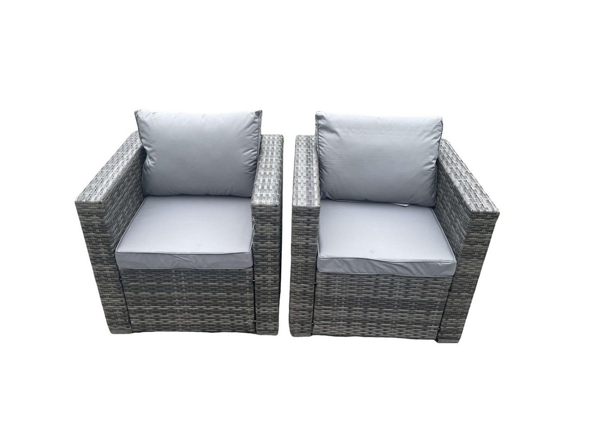 GARTENSTUHL Polyrattan 2-teilige - Dunkelgrau, Metall (70/66/74cm) - Fimous