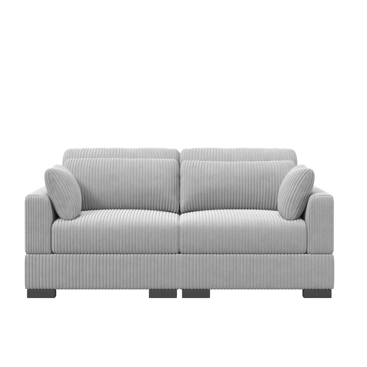 SOFA Modern Mit Streifenmuster Grau 180x87x85 Cm Komfortabel & Robust - Grau, Holz (87/85/180cm)