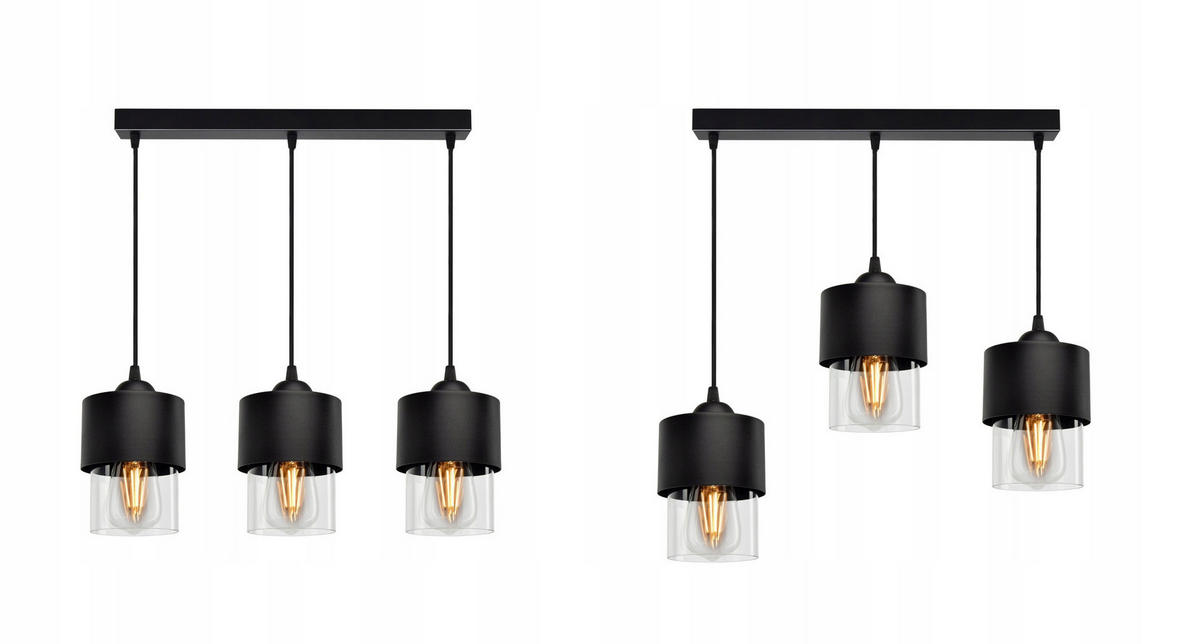 PENDELLEUCHTE Hege - Transparent/Schwarz, Glas/Metall (12/55/80cm) - kiki design