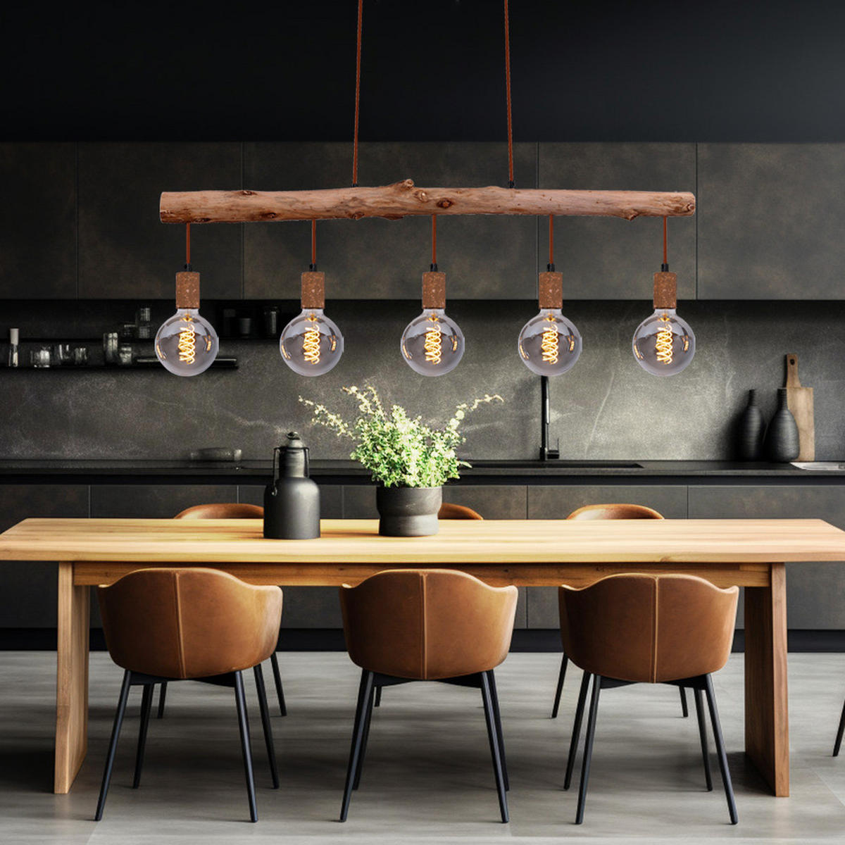 HÄNGELEUCHTE Holzoptik Braun Rostfarben - Braun, Holz (100/8.5/140cm)