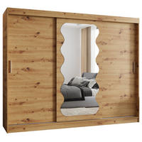 SCHWEBETÜRENSCHRANK 200/250/62 3-türig - Silberfarben/Eiche Artisan, Holz (250/200/62cm) - MÖBEL KRYSPOL