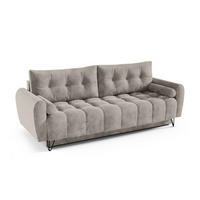 SCHLAFSOFA Malaga 3-Sitzer, Dunkelbeige - Beige/Schwarz, Textil (223/93/100cm) - Beautysofa