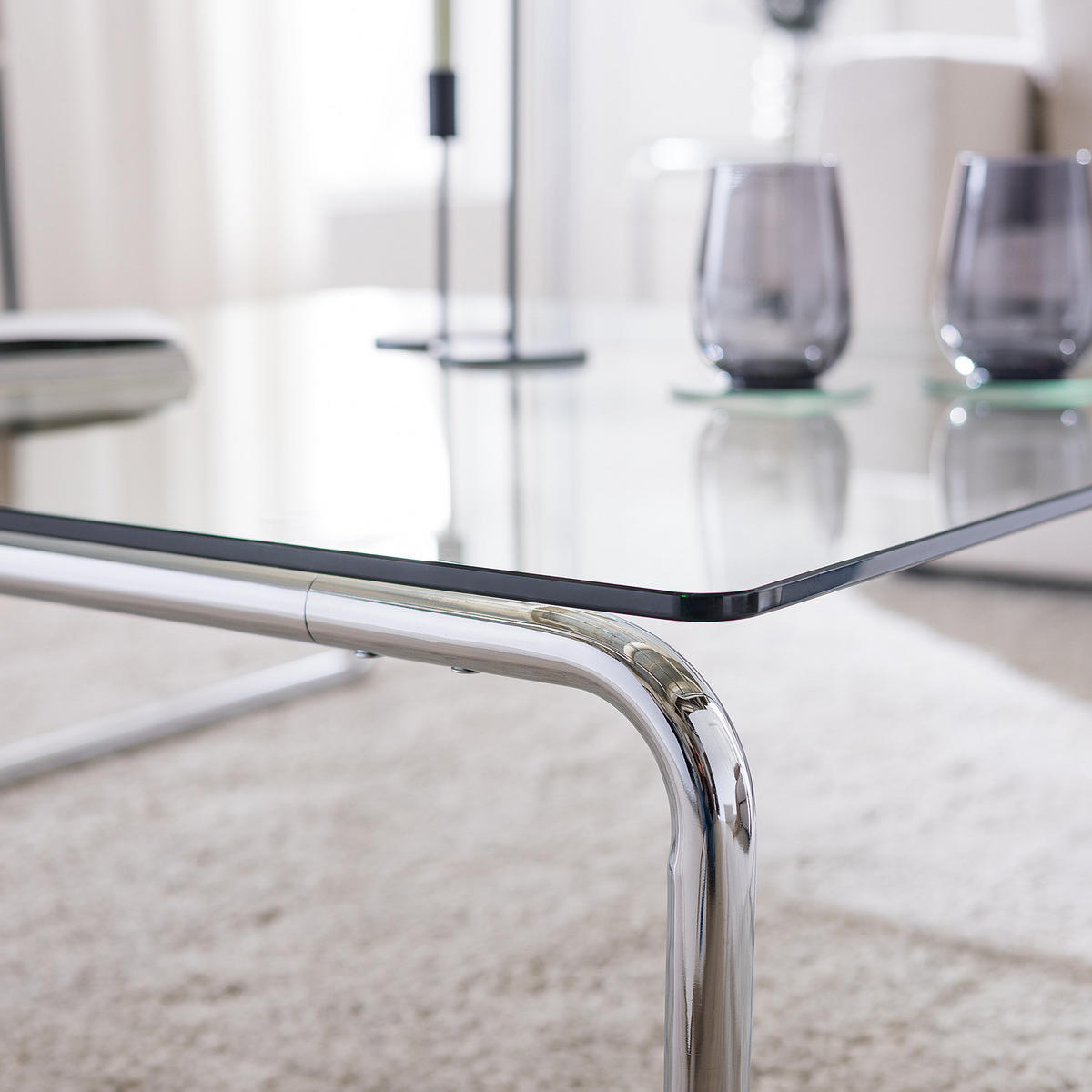 COUCHTISCH - Glas / Metall - Chrom - Chromfarben, Glas/Metall (100/100/35cm) - home24