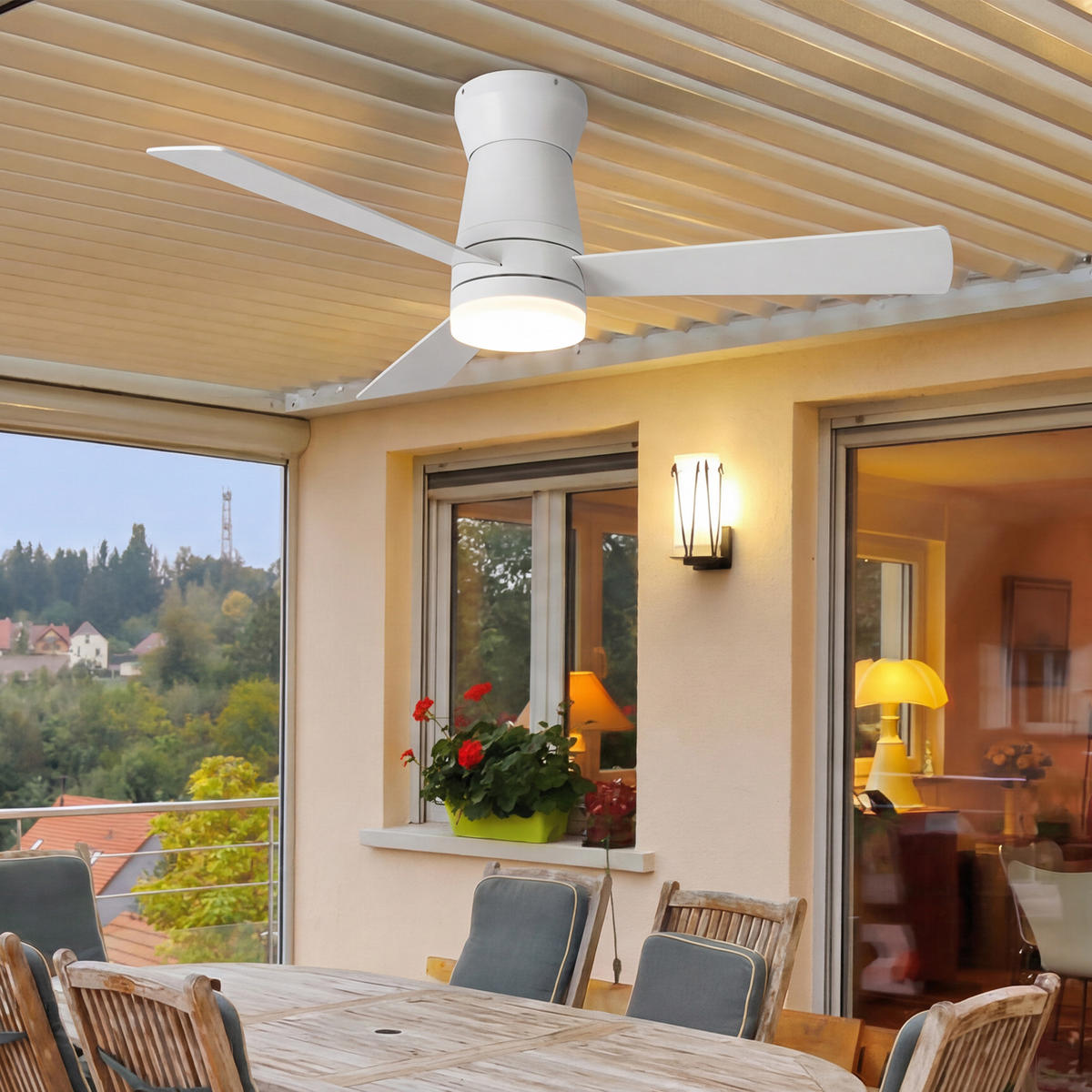 DECKENVENTILATOR mit LED-Licht, 132 cm, Weiß, 6 Stufen & Timer - Weiß, Metall (132/132/30cm) - EuroLiving