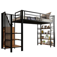 HOCHBETT 90/200 cm Schwarz mit Sicherheitstreppe und Stauraum - Schwarz, Metall (90/200cm) - OKWISH