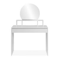 FRISIERTISCH mit 1 abgerundetem Spiegel 3 oberen Fächern und 1 großer Schublade 100/40/140 cm - Weiß, Holzwerkstoff (40/140/100cm) - Calicosy