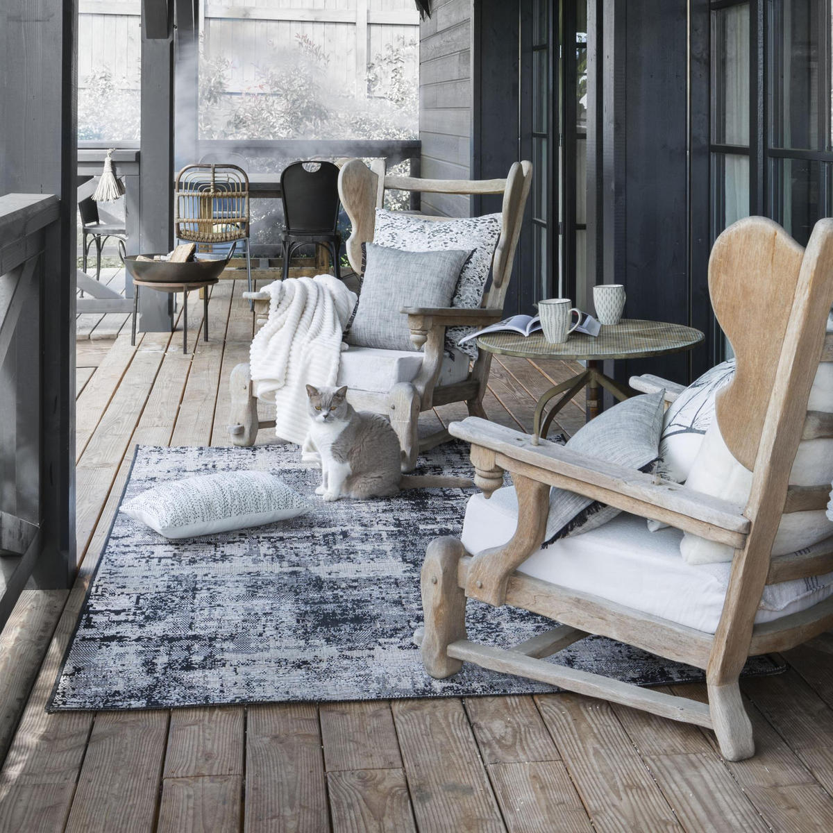 OUTDOOR-TEPPICH Catania grau 60 x 110 cm - Grau, Textil (110/60cm) - Vivaraise