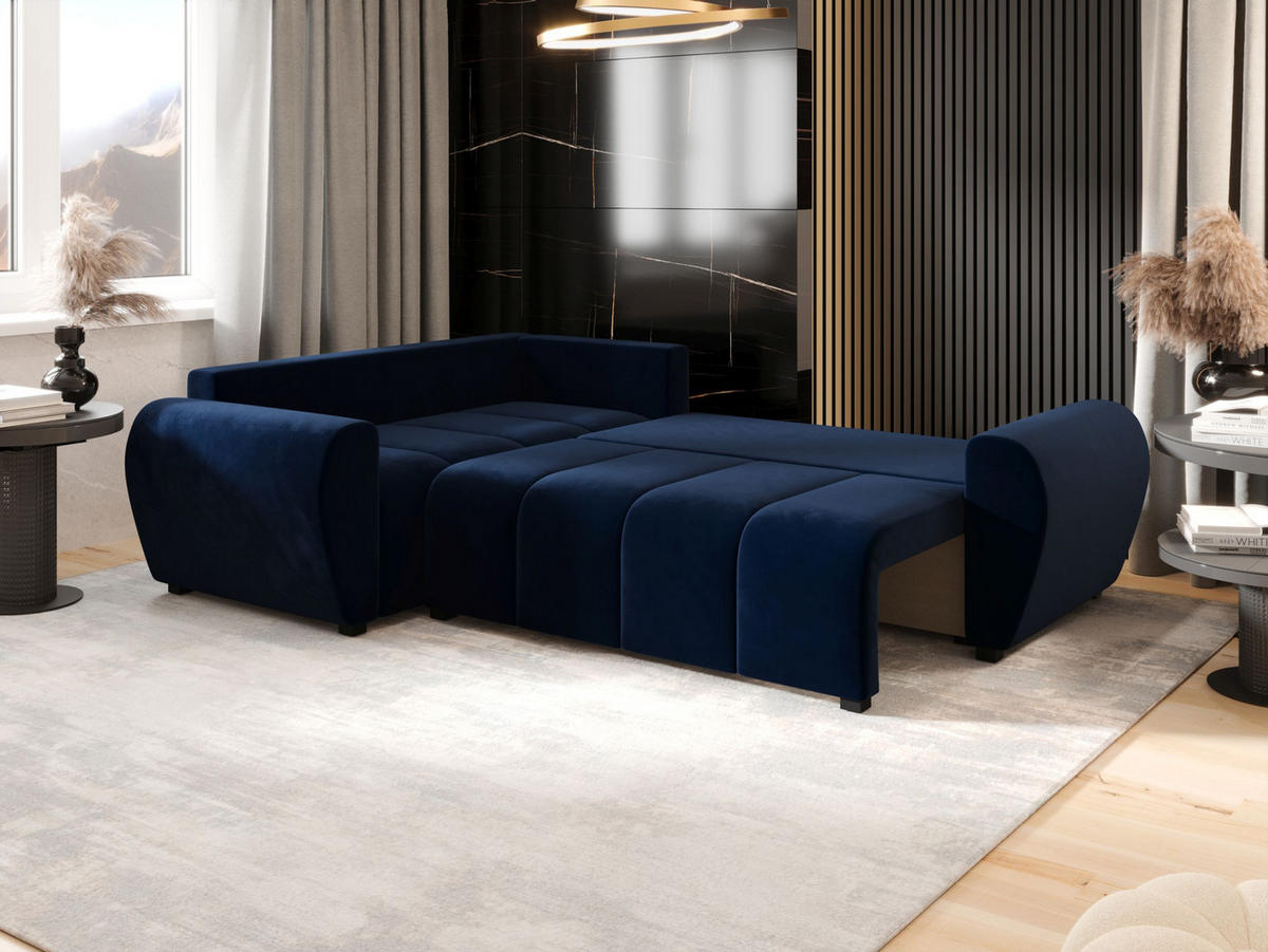 ECKSOFA MOLISA L PLUS Itaka 11 Links mit Schlaffunktion - Dunkelblau, Textil (235/175cm) - Bedante