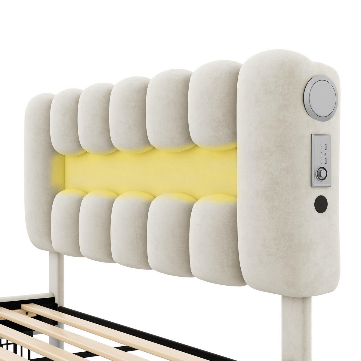 ČALÚNENÁ posteľ, 160/200 cm, béžová, zamat, so 4 zásuvkami a LED - béžová, textil (160/200cm) - BEAOK