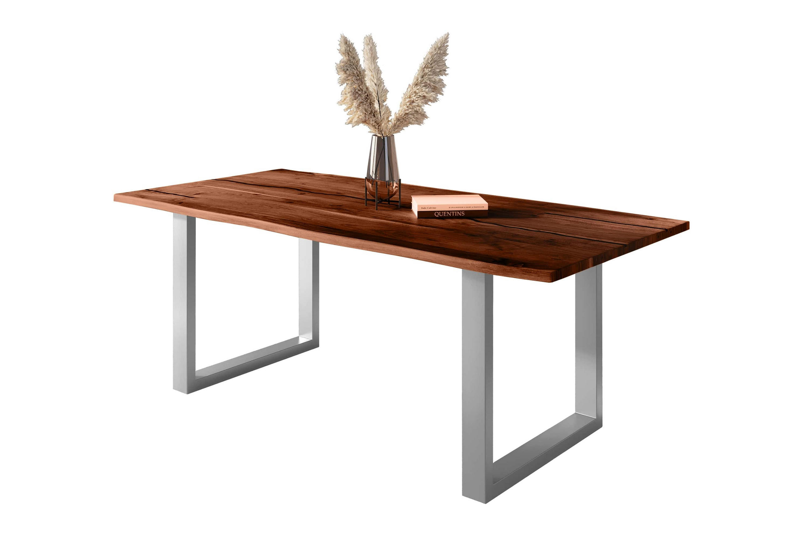 ESSTISCH POLLY - Silberfarben/Braun, Holz (100/200/77cm) - SAM