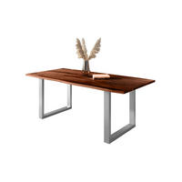 ESSTISCH POLLY - Silberfarben/Braun, Holz (100/200/77cm) - SAM