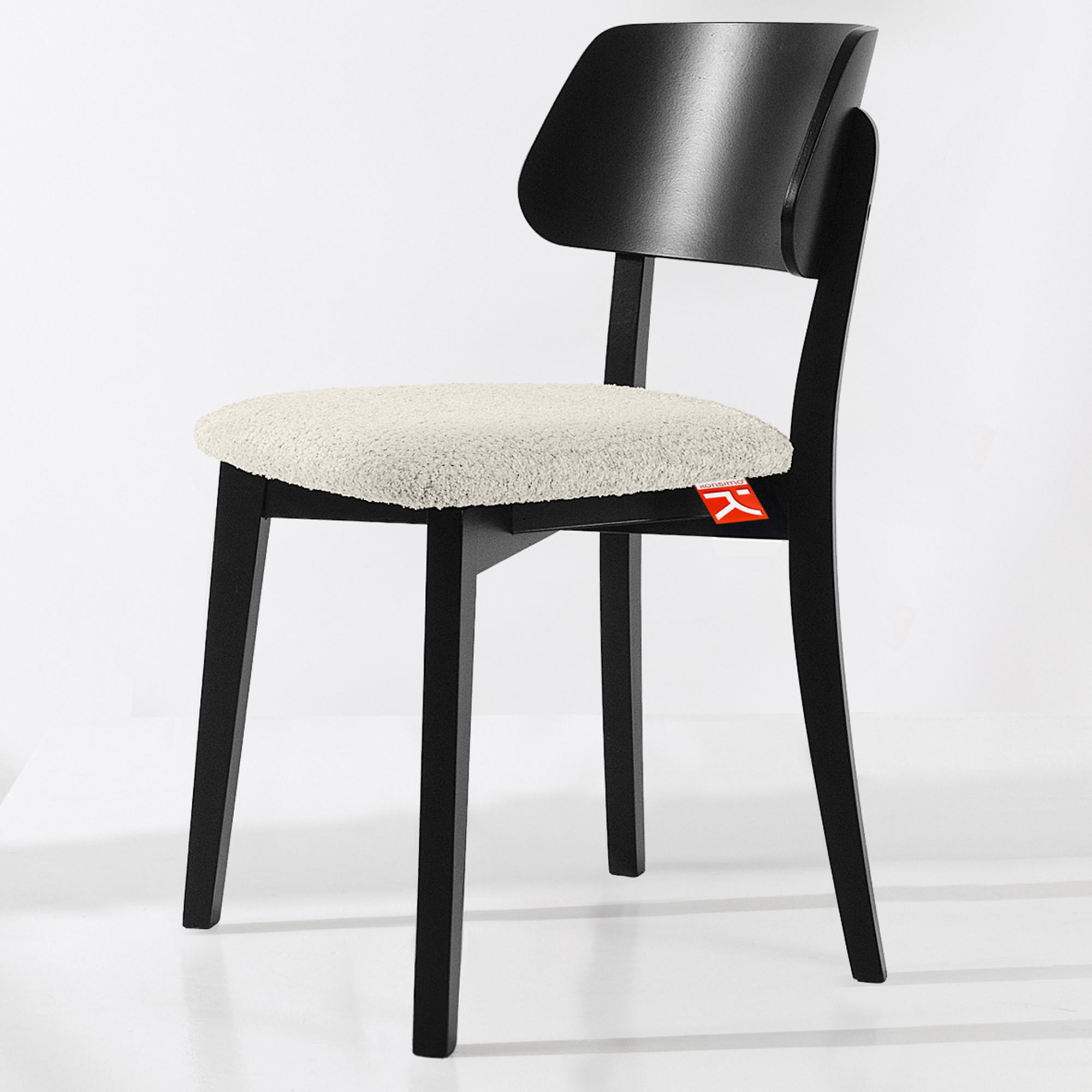 HOLZSTUHL VINIS Esszimmerstuhl, 2-er Set, Bouclé - Schwarz/Weiß, Holz/Textil (47/80.5/45cm) - KONSIMO®