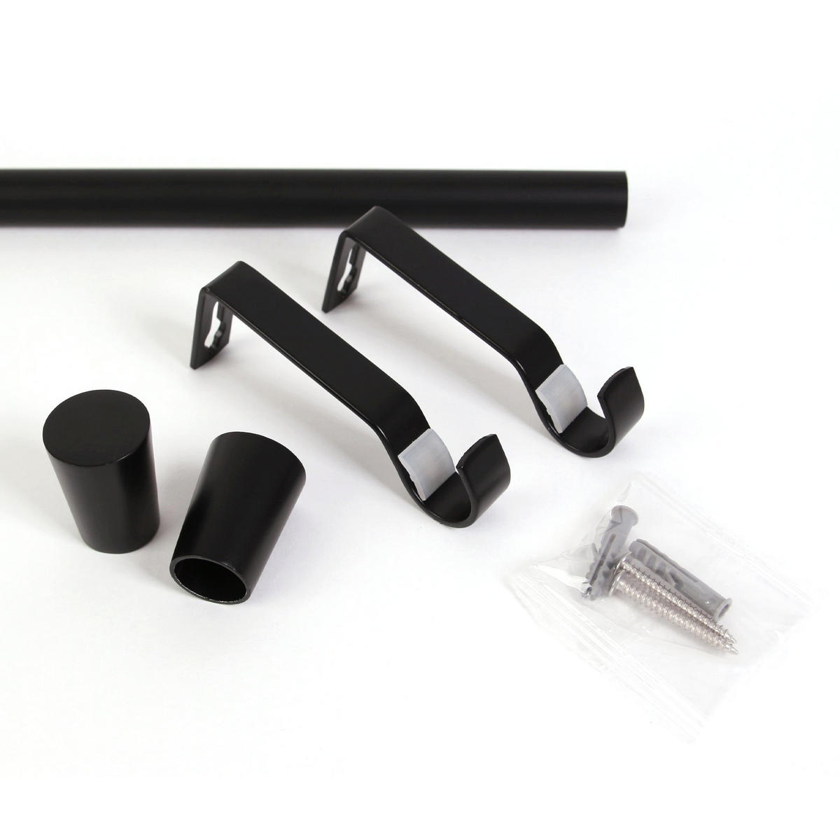 GARDINENSTANGE 1-lauf Kegel - Schwarz, Metall (140cm) - Deco-Raum