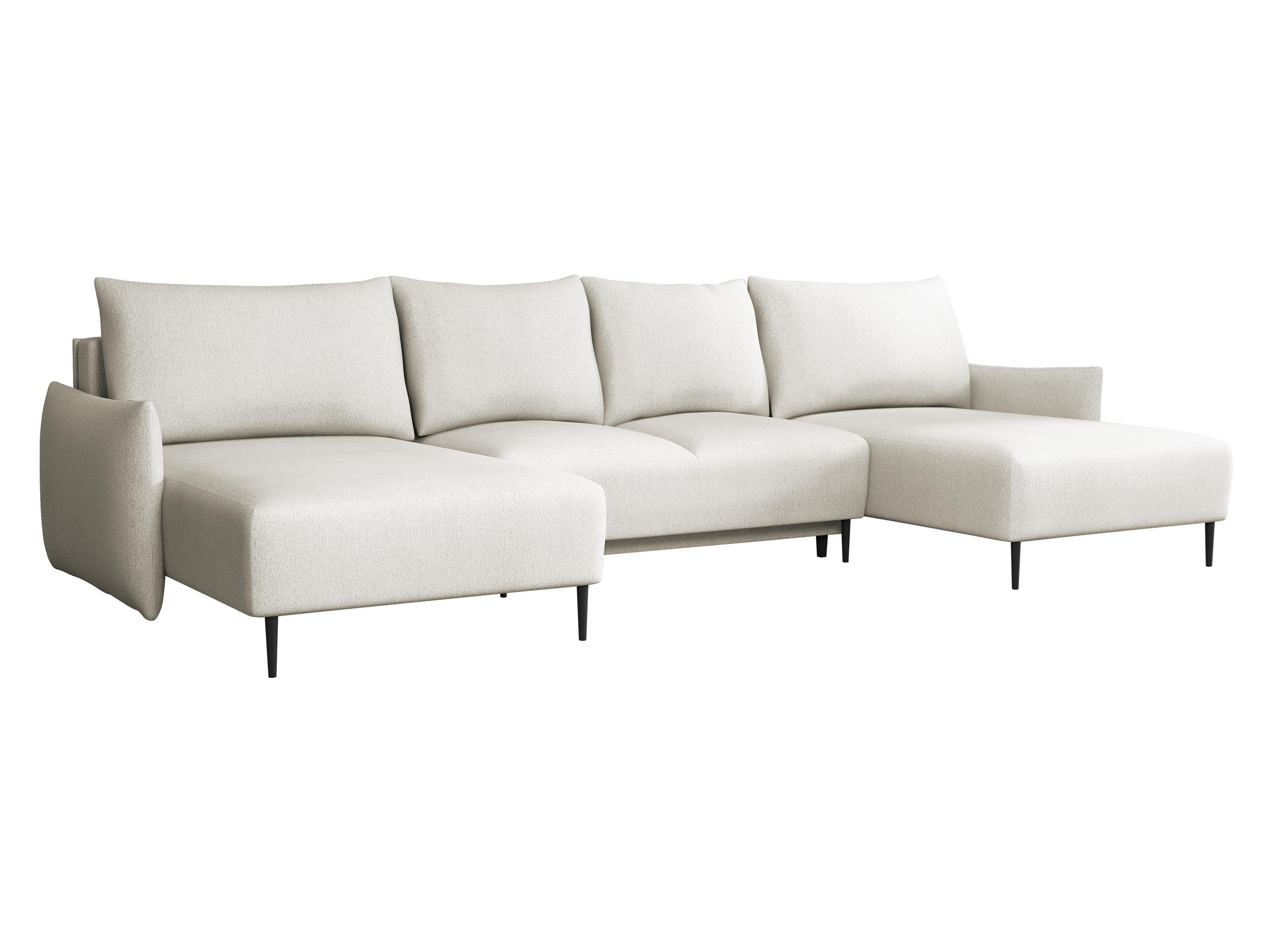 WOHNLANDSCHAFT Santi U - Creme/Schwarz, Holz/Textil (328/88/160cm) - MIRJAN24