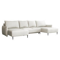 WOHNLANDSCHAFT Santi U - Creme/Schwarz, Holz/Textil (328/88/160cm) - MIRJAN24
