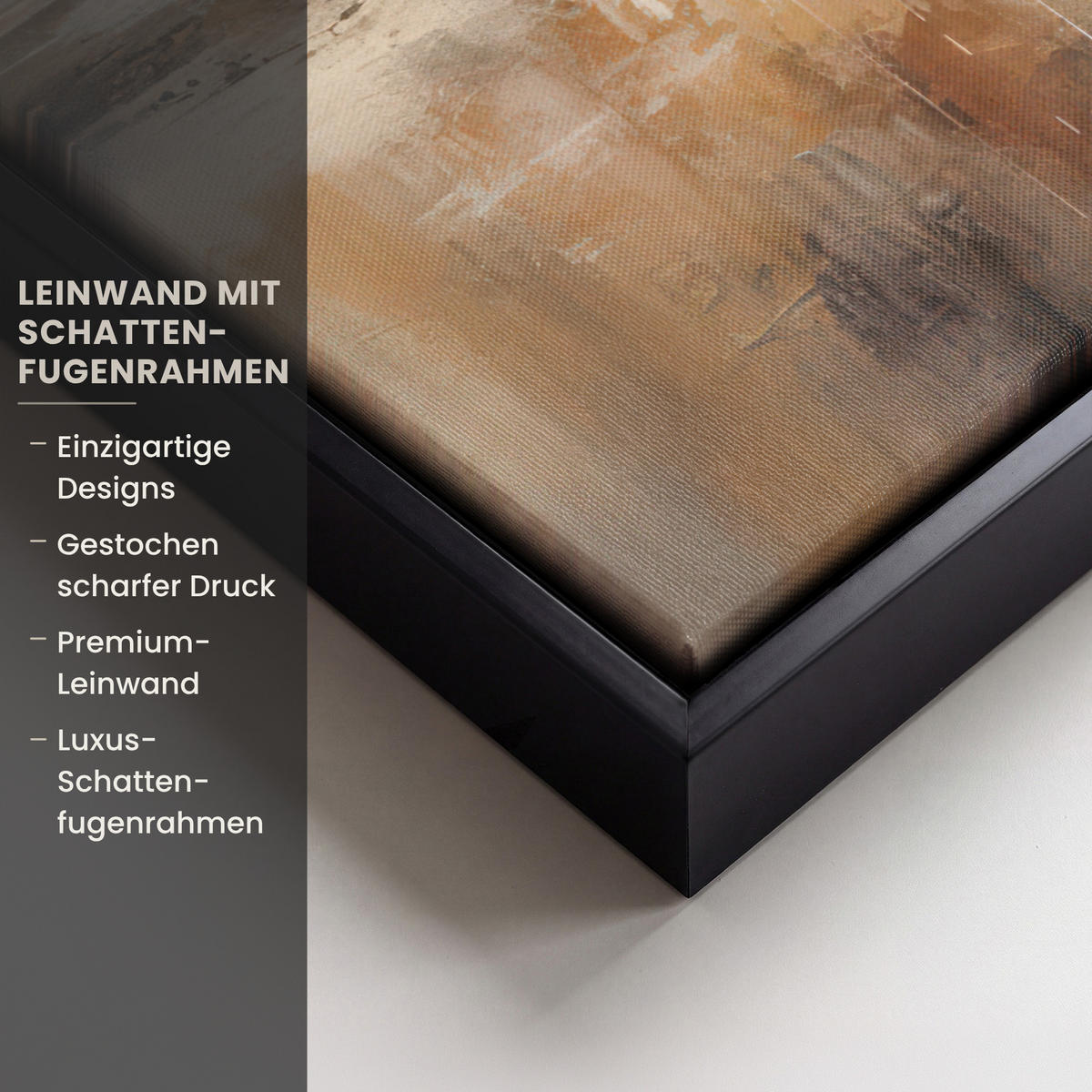LEINWAND Bilder mit Rahmen - Kunst - Industriell - Grau - Braun - Abstrakt - 70x100 - Sandfarben, Textil (70/100cm) - MuchoWow