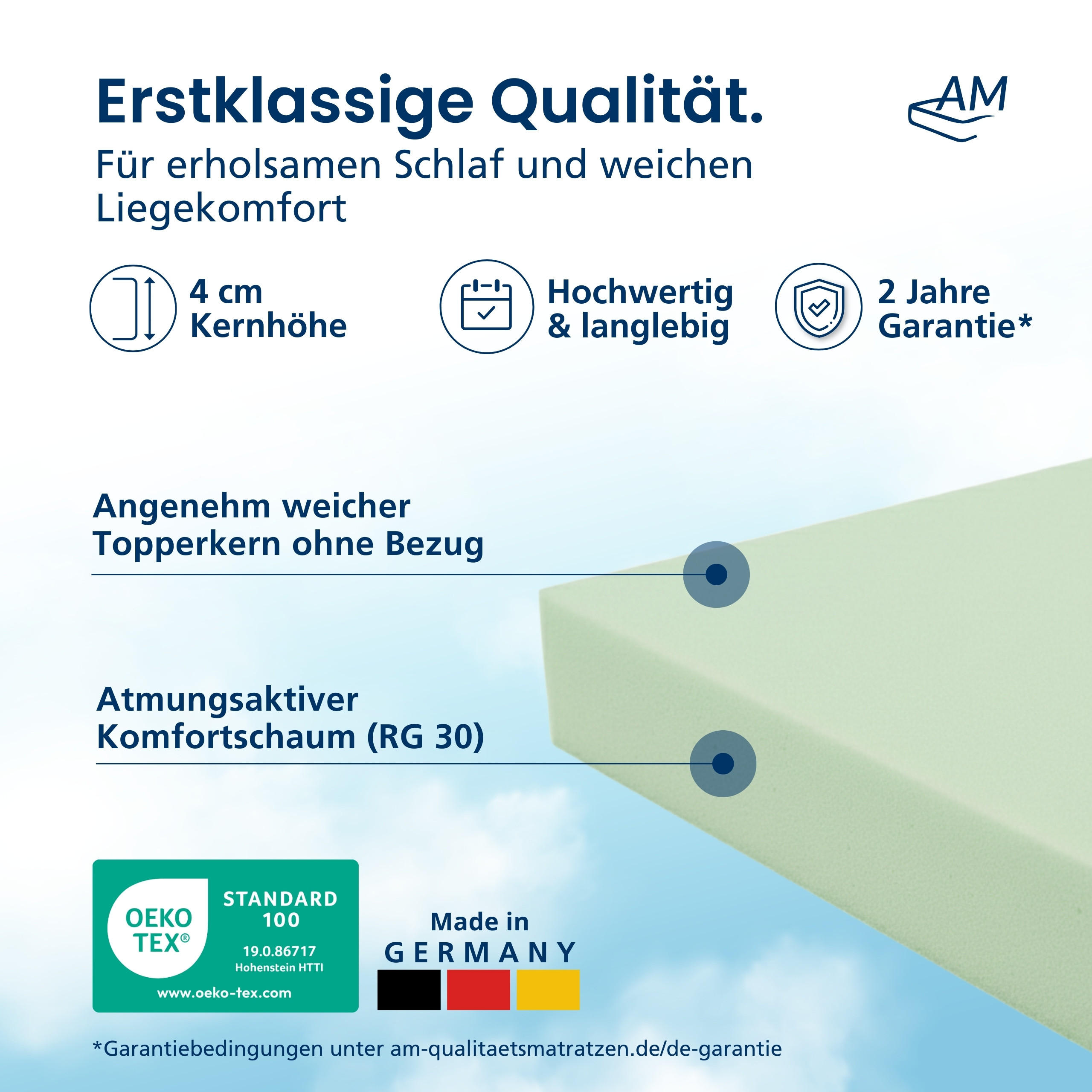 Thumbnail - AM Qualitätsmatratzen Basic, Rosa, Textil, Uni, H5, Füllung: Polyetherschaumkern, Rechteckig, 120x200 cm, Bezug rundum a...