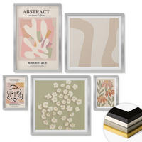 WANDBILDER 5er Set - 50x50 cm & 20x30 cm & 40x60 cm Silberner Rahmen - Moderne abstrakte Frau - Silberfarben, Kunststoff (40/60cm) - ArtPrintCave