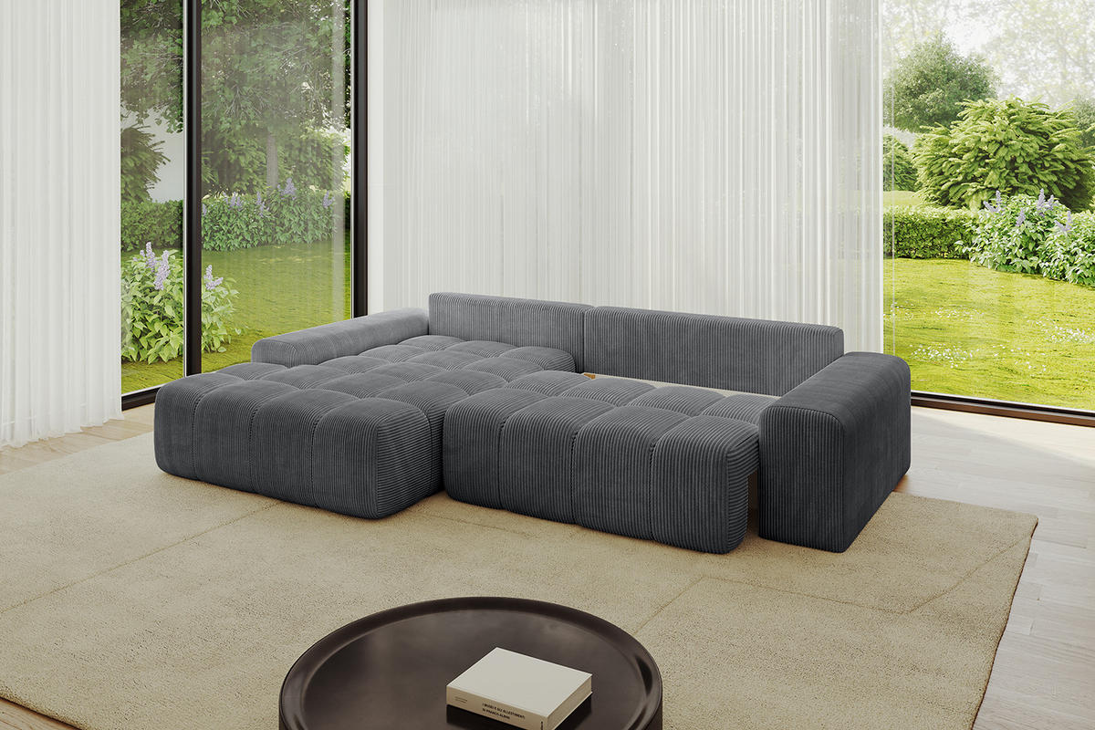 ECKSOFA Ottomane Links ENSI-L - 267x164x88 cm Dunkelgrau - Dunkelgrau, Holzwerkstoff/Kunststoff (267/164cm) - ALTDECOR