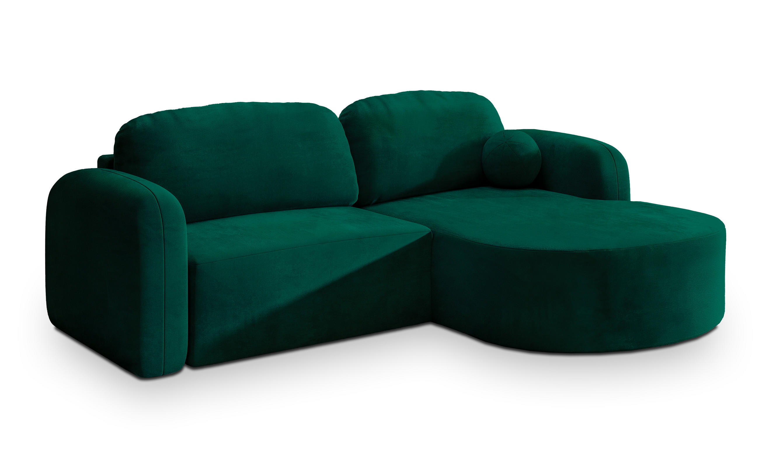 ECKSOFA AMILIA M R-S Grün Velours-Stoff mit Schlaffunktion - Grün, Holz (263/174cm) - MASSENO