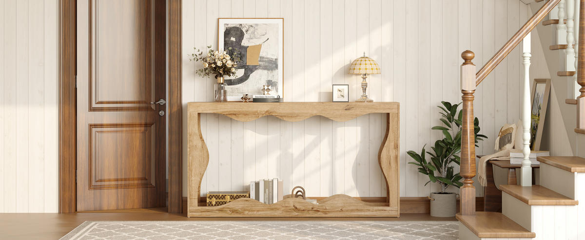 KONSOLENTISCH Wellenkante 2 Ebenen Holz - Naturfarben, Holzwerkstoff (30/160.5/86.5cm) - Fortuna Lai