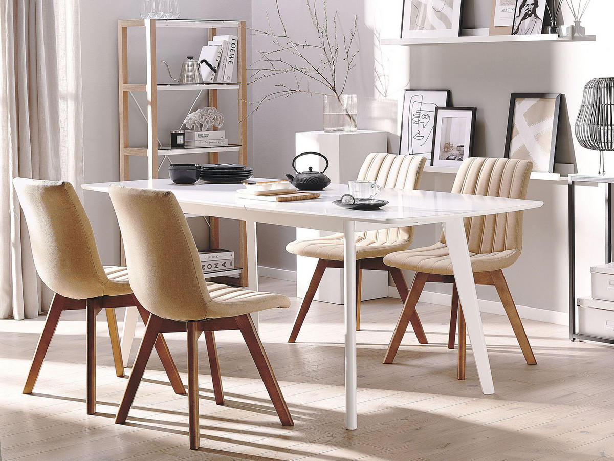 ESSZIMMERSTUHL 2er-Set Polsterbezug Beige Calgary - Beige, Holz/Textil (45/84/53cm) - Beliani