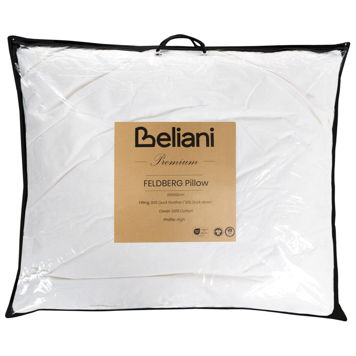 VZGLAVNIK bela 50/60 cm Feldberg - bela, naravni materiali (60/50cm) - Beliani