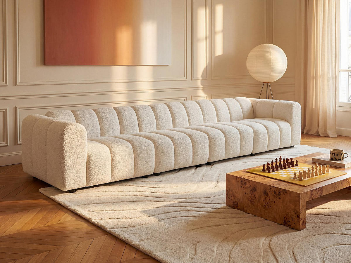 MODULIERBARES Sofa - 6 Personen - stoff - gebrochenes weiß Jutini - Weiß, Textil (412/72/98cm) - Vente-Unique