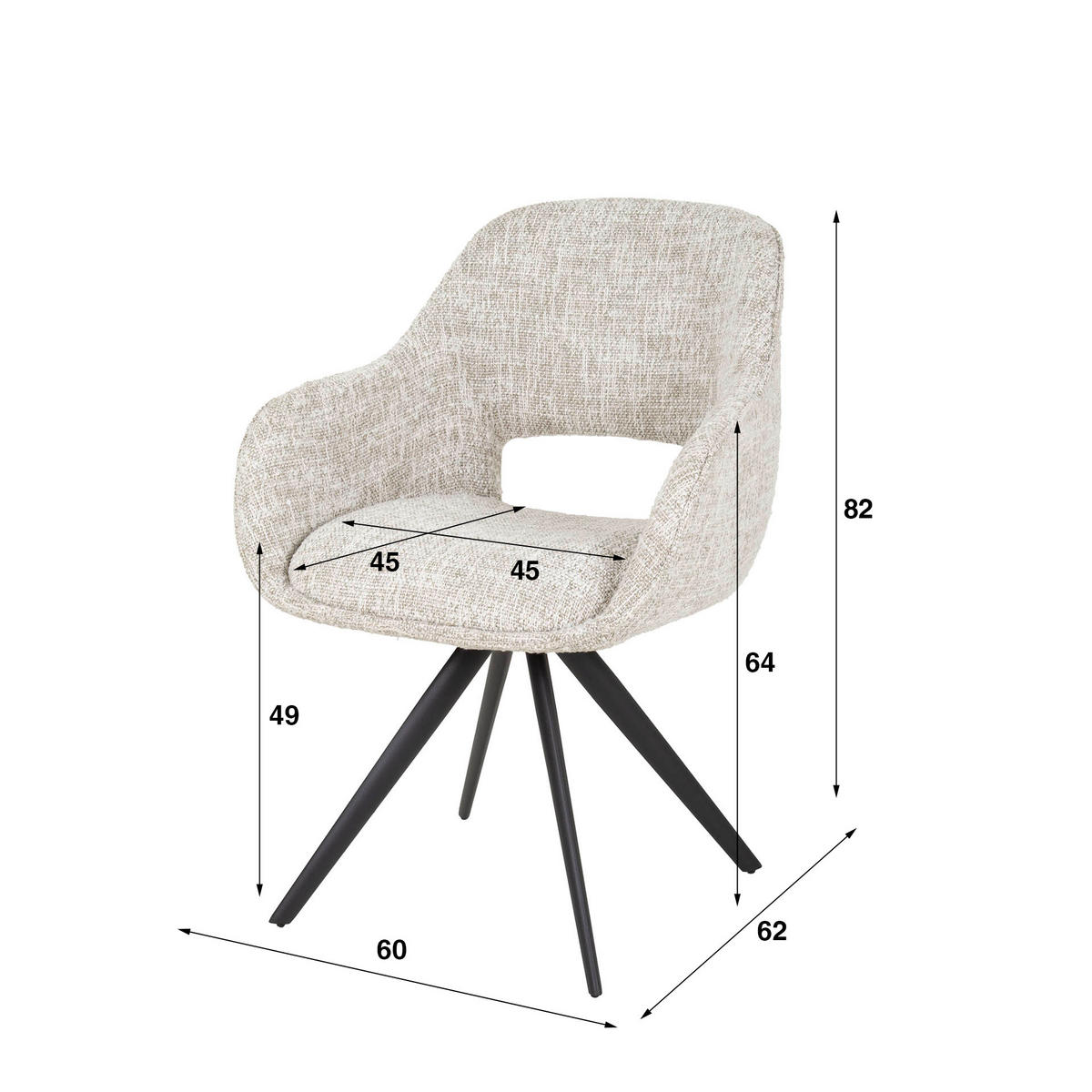 ESSZIMMERSTUHL Spring White 62/60/82 cm 2er-Set - Weiß, Textil (60/82/62cm) - Hoyz Collection