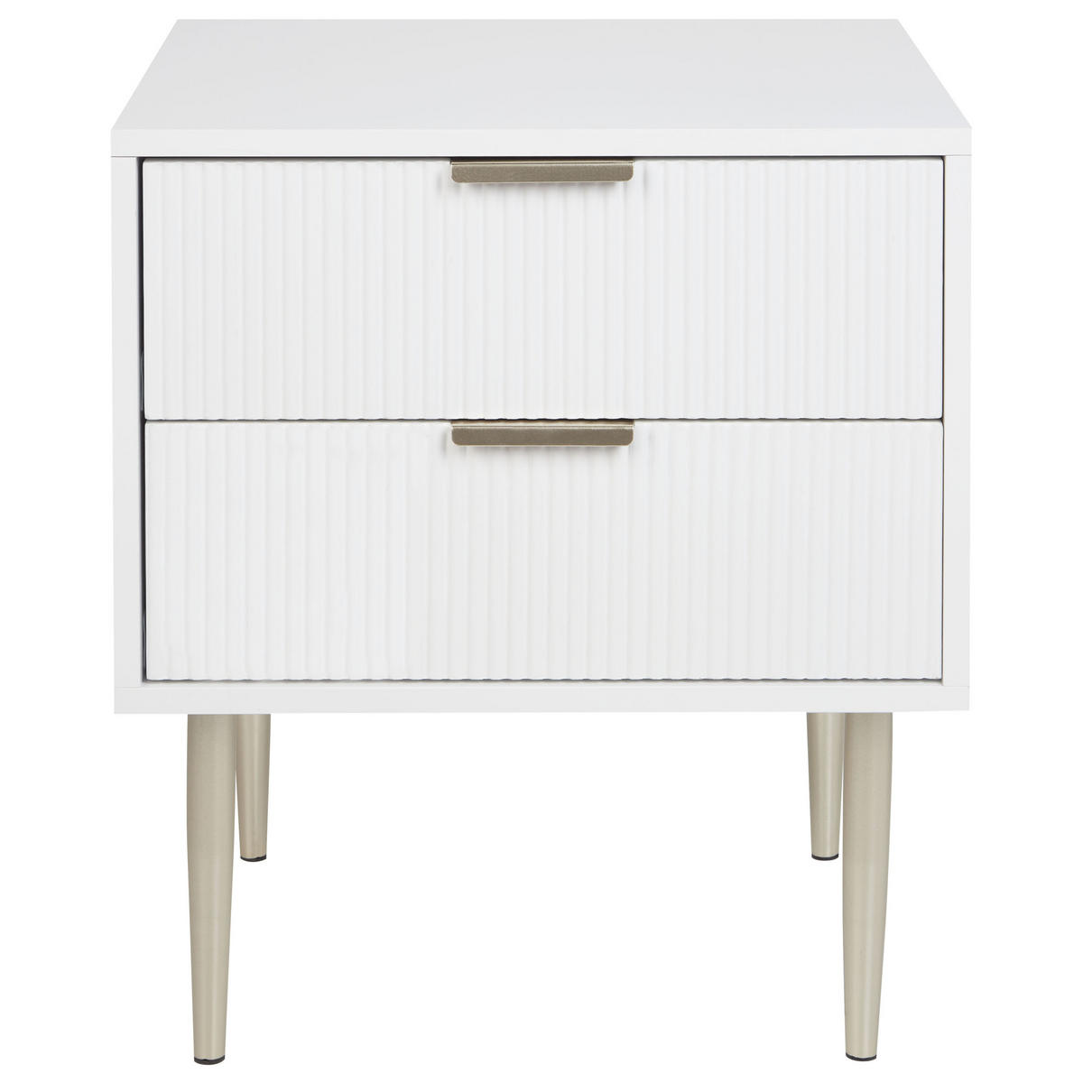 NATTDUKSBORD svart/vitt/guld 2 lådor Soho - Vit/Guldfärgad, Träbaserade material (48/55/40cm) - Beliani