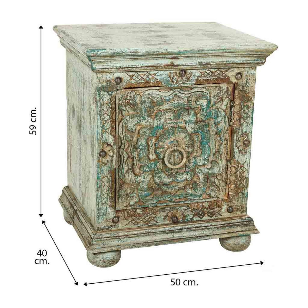 NACHTTISCH aus Holz, grün, 50x40x59cm - Multicolor, Holz (50/59/40cm) - Wanderlust